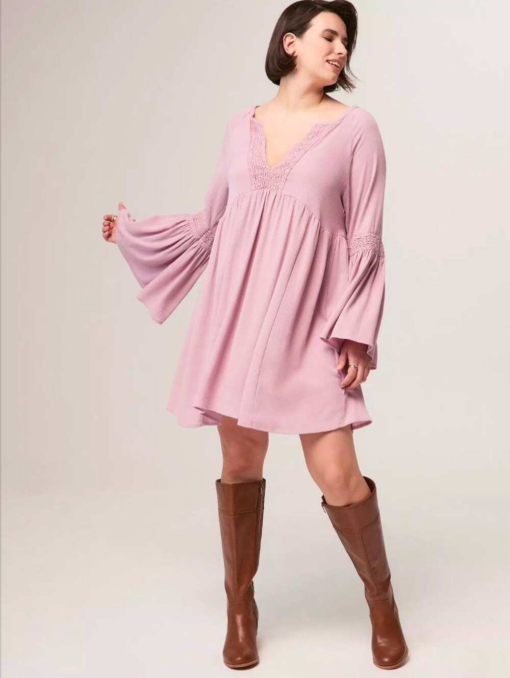 Size 1 Torrid Festi Bell Sleeve Mini Dress-NWT